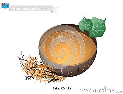 Sakau Drink or Traditional Micronesian Herbal Beverage Vector Illustration