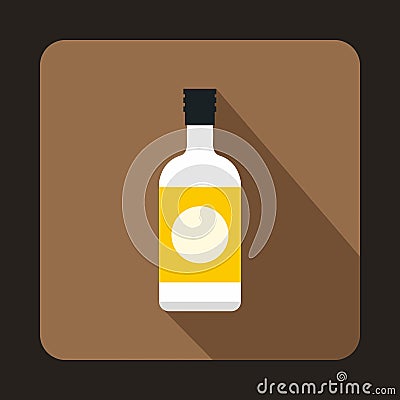 Sake bottle icon, flat style Vector Illustration