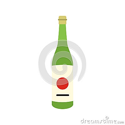 Sake bottle icon, flat style Stock Photo