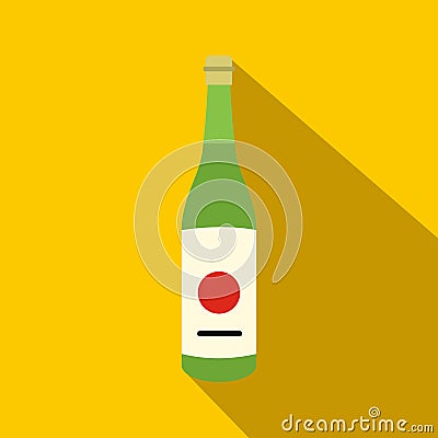 Sake bottle icon, flat style Vector Illustration