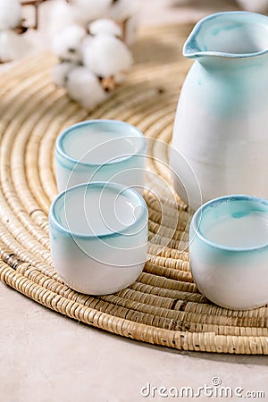 Sake ceramic set Stock Photo