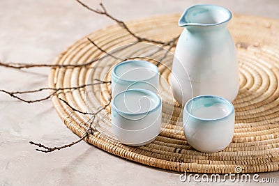 Sake ceramic set Stock Photo