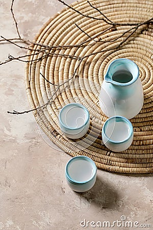 Sake ceramic set Stock Photo