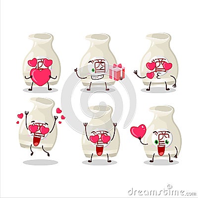 Sake drink cartoon character with love cute emoticon Vector Illustration