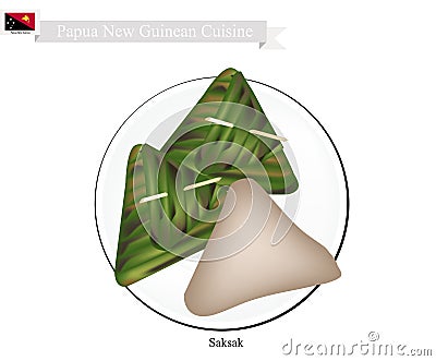 Saksak or Papua New Guinean Tapioca and Banana Dumplings Vector Illustration