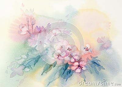 Sakura bloom watercolor Stock Photo
