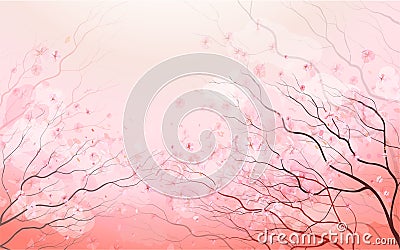 Sakura branch, spring floral background Vector Illustration