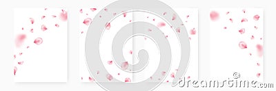 Sakura cherry blossom banner set. Spring blooming flowers card. Japanese pattern. Blooming sakura design. Wedding Vector Illustration