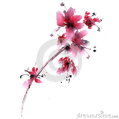 Sakura flower. Cartoon Illustration