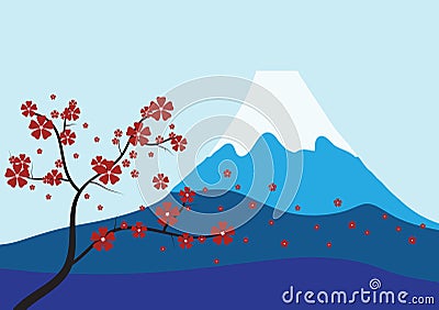 Sakura and Mount Fuji Stock Photo