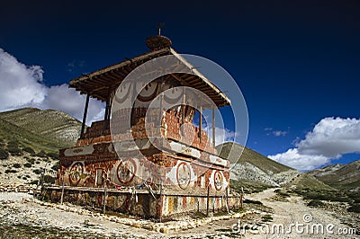 The Sakya stupa of upper Mustang, Lo Manthang, Upper Mustang trekking, Nepal. Stock Photo