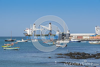 Sal Rei commercial port Boa Vista Editorial Stock Photo