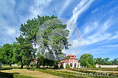 Sala terrena In the park from Mnichovo Hradiste castle is an orangery and a garden pavilion Stock Photo