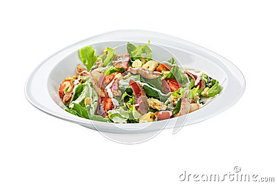 Salad Bacon Sarada plate - isolated on white Stock Photo