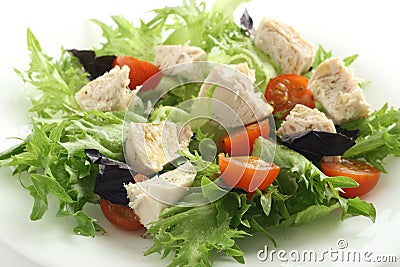 Salad with boiled chicken Stock Photo