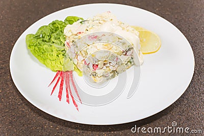 Salad with crabmeat Stock Photo