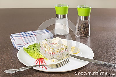 Salad with crabmeat Stock Photo