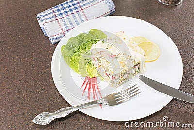Salad with crabmeat Stock Photo