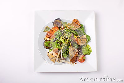 Salad with eel on a white background Stock Photo