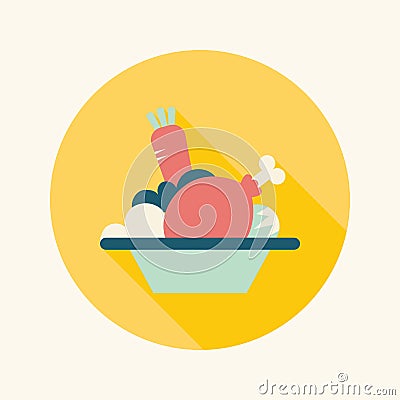 Salad flat icon with long shadow Vector Illustration