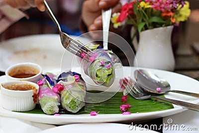 Salad flower roll Stock Photo
