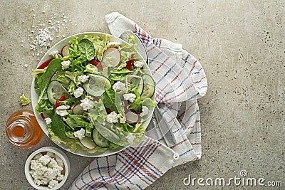 Salad with fresh cheese curd Stock Photo