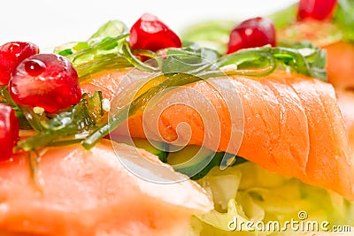 Salad from fresh vegetables with salmon fish Stock Photo