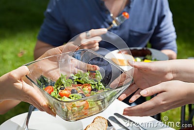 Salad on garden party Stock Photo