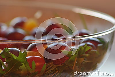 Salad in a glass dish. Rocket salad Stock Photo