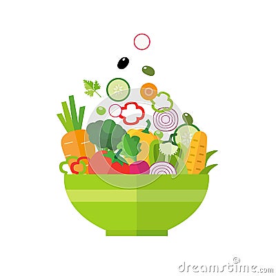 Salad - Healthy Organic Food Vector Illustration