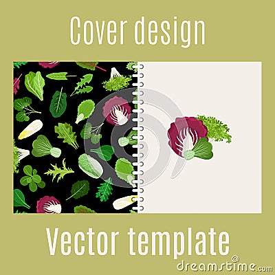 Salad leaves and herbs pattern cover Vector Illustration