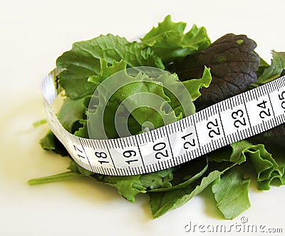 Salad with Measurement Tape Stock Photo