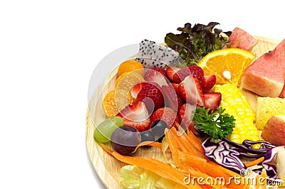 Salad with mixed fruits and vegetable. Stock Photo
