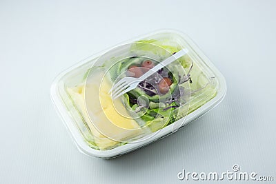 Salad on plastic box Stock Photo