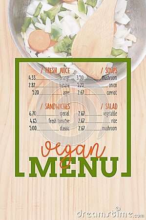 Salad with rectangle frame border of Vegan Menu card Stock Photo