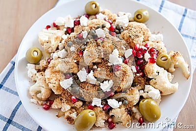 Salad with roasted cauliflower Stock Photo