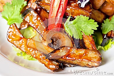 Salad from roasted eggplants Stock Photo