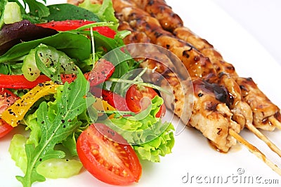 Salad and Satay Stock Photo