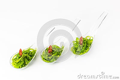 Salad seaweed in a plastic snack tray Stock Photo