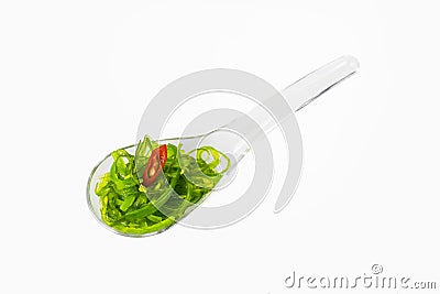 Salad seaweed in a plastic snack tray Stock Photo