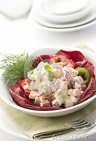 Salad served with mayonnaise Stock Photo