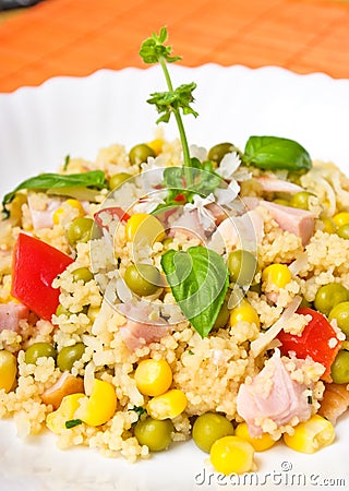 Salad with smoked chicken Stock Photo