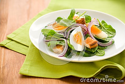 Salad with spinach and egg Stock Photo