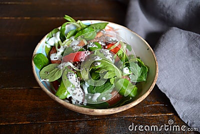 Healthy salad with yogurt Stock Photo