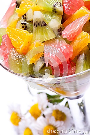 Salad from tropical different fruit Stock Photo