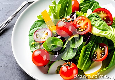 salad with vegetables on plate, diet food. Generative AI Stock Photo