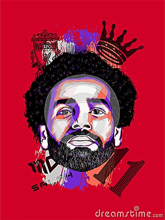 Digital art of Mohammed Salah Liverpool FC player Vector Illustration