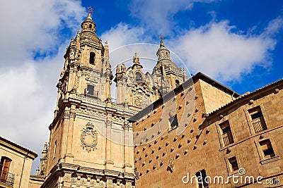 Salamanca Clerecia church and Casa Conchas Stock Photo