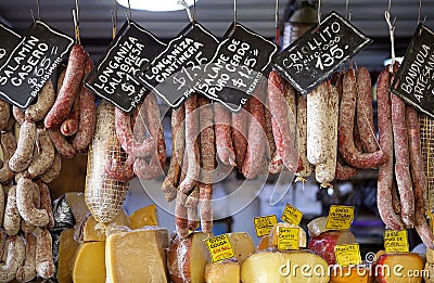 Food for sale at the market in San Telmo district in Buenos Aires, Argentina Stock Photo