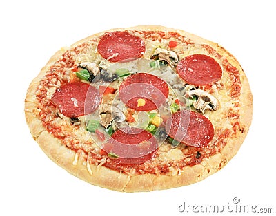 Salami pizza Stock Photo
